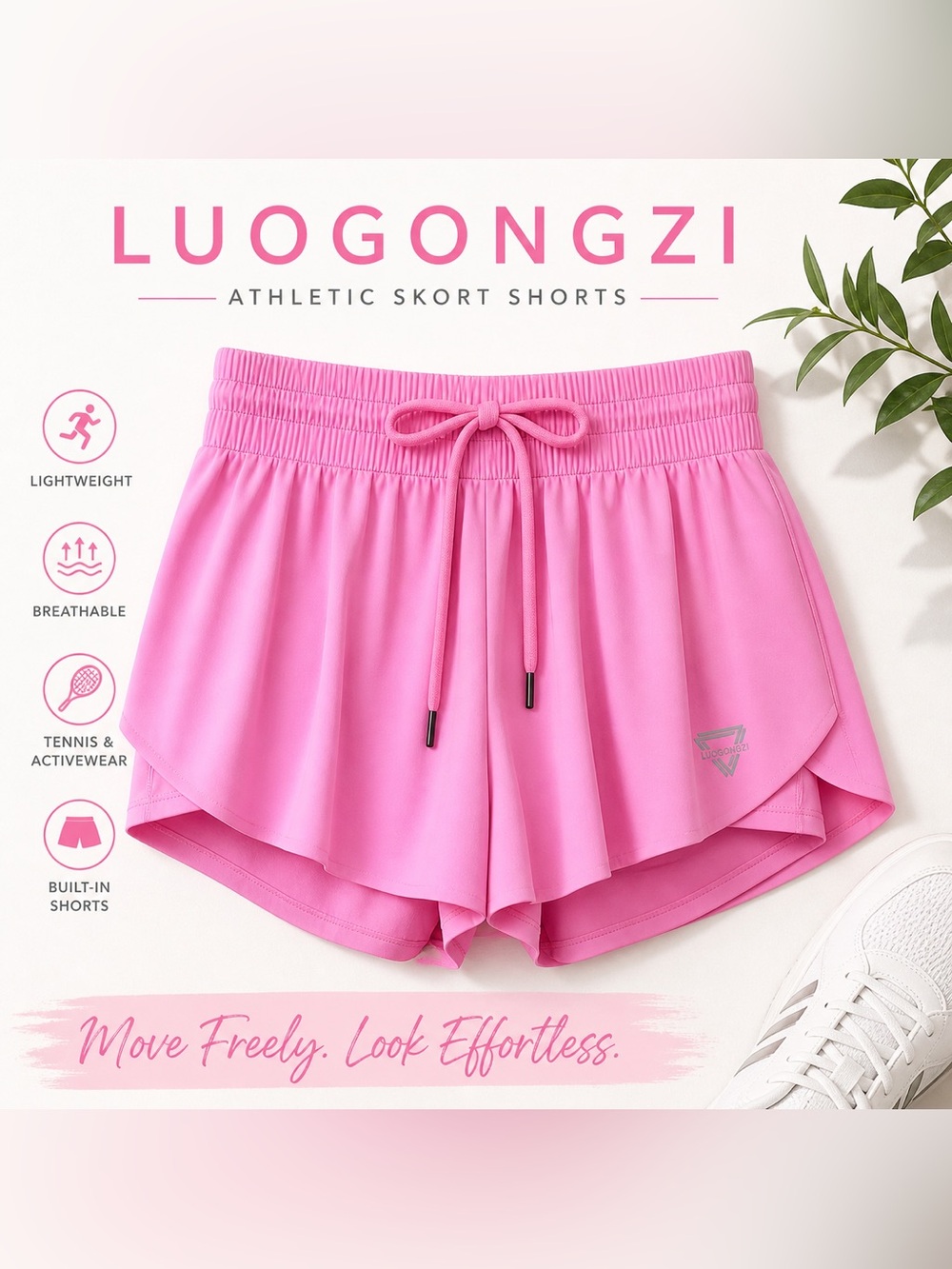 Luogongzi Pink Athletic Skort Shorts Women’s Small Tennis Running